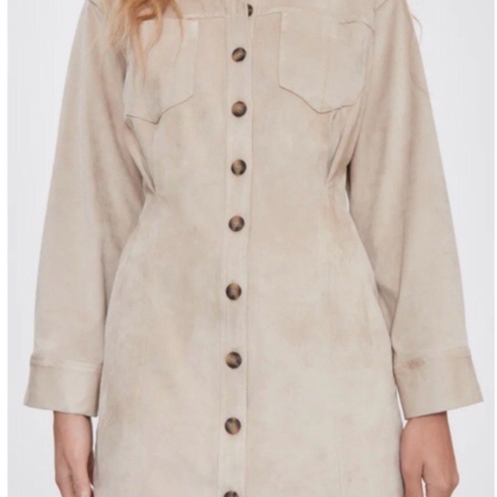 Zara faux Suede mini shirt dress - Picture 2 of 6